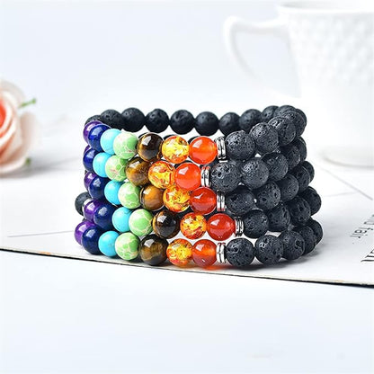 PULSERAS DE ROCA DE LAVA 7 CHAKRAS