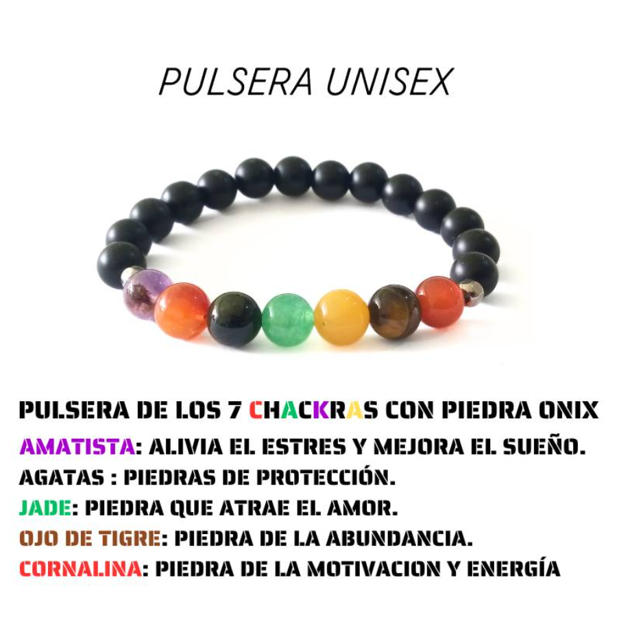 PULSERAS DE ROCA DE LAVA 7 CHAKRAS