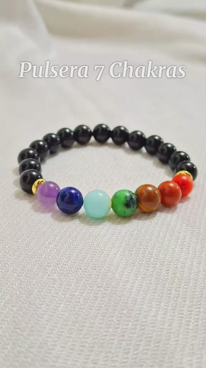 PULSERAS DE ROCA DE LAVA 7 CHAKRAS